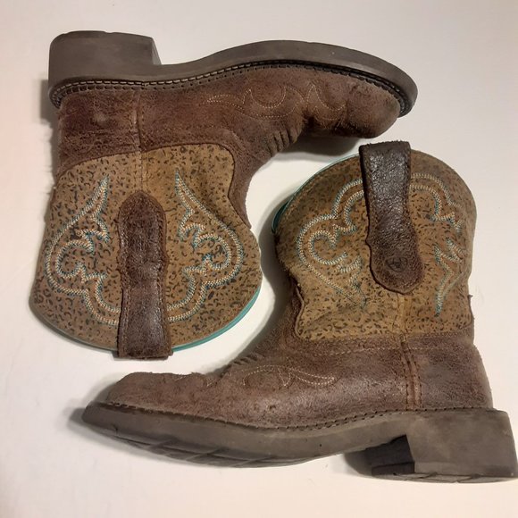 Ariat Women's Fatbaby Brown Turquoise Western Boots 10015363 in Size 6.5B - Picture 1 of 6